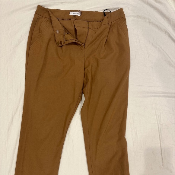 Straight Legš§”Camel Pleated Pants - Picture 5 of 8
